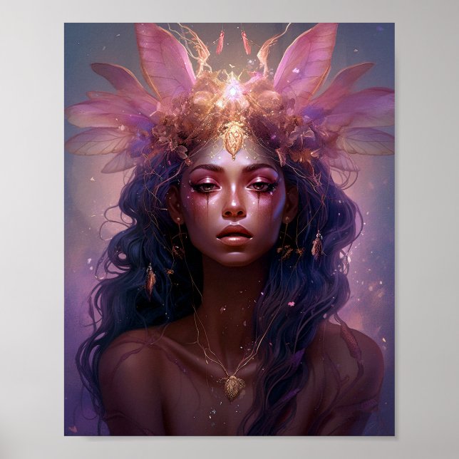 Pink Purple Fairy Queen Fantasy Art Poster (Front)