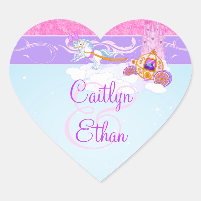 Pink, Purple Fairy Tale Wedding Favour Sticker (Front)