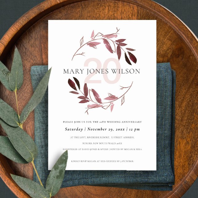 PINK PURPLE FAUNA WREATH ANY YEAR ANNIVERSARY CARD (Creator Uploaded)