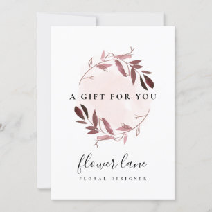 PINK PURPLE FAUNA WREATH GIFT CERTIFICATE CARD