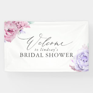 Pink Purple Floral Bridal / Baby Shower Welcome Banner