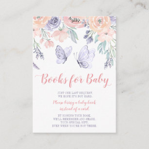 Pink Purple Floral Butterfly Baby Book Request Enclosure Card