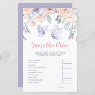 Pink Purple Floral Butterfly Guess the Price Game