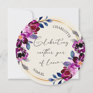 Pink Purple Floral Celebrate Love Anniversary Card