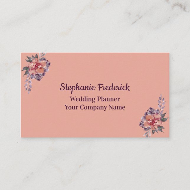 Pink Purple Floral Feminine Business Card (Front)