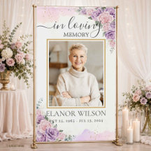 Pink Purple Floral Funeral Memorial Picture Photo