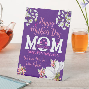 Pink & Purple Floral Happy Mothers Day Mum Pedestal Sign