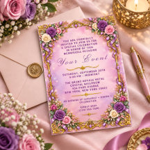 Pink Purple Floral Invitation