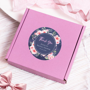 Pink & Purple Floral Neon Bridal Shower Thank You Classic Round Sticker