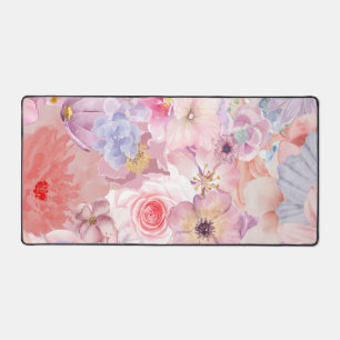Pink & Purple Floral Pattern Desk Mat
