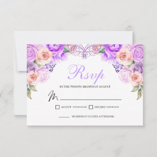 Pink & Purple Floral RSVP Enclosure Card