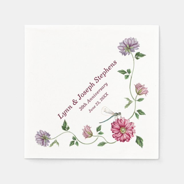 Pink & Purple Floral Vine   Napkin (Front)