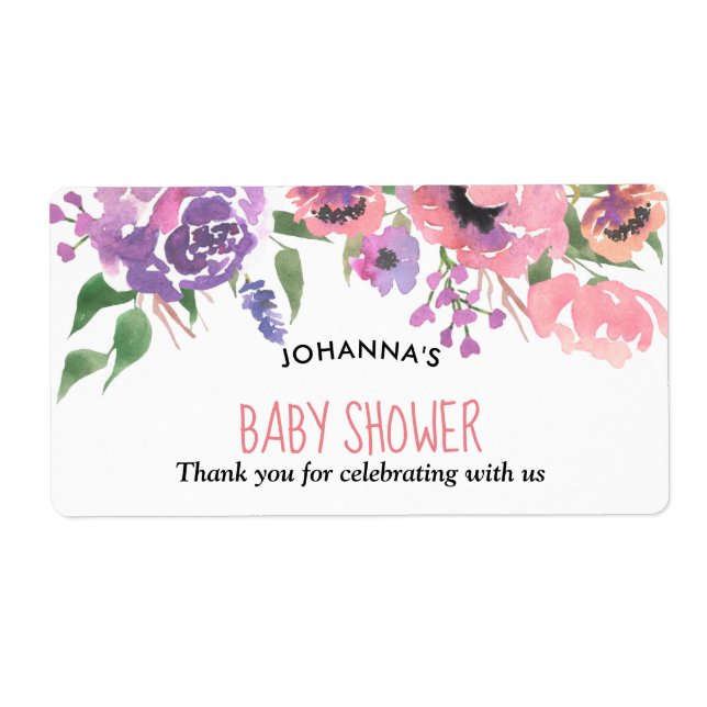 Pink Purple Florals | Baby Shower Thank You (Front)