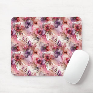 Pink & Purple Flower Alcohol Ink  Mouse Pad