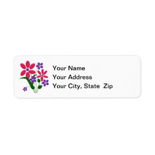 Pink / Purple Flower Bouquet Return Address Labels