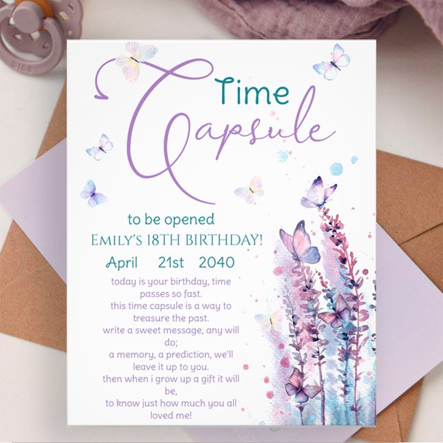 Pink purple flower butterfly birthday Time Capsule Photo Print (Creator Uploaded)