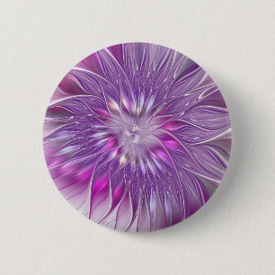 Pink Purple Flower Passion Abstract Fractal Art 6 Cm Round Badge