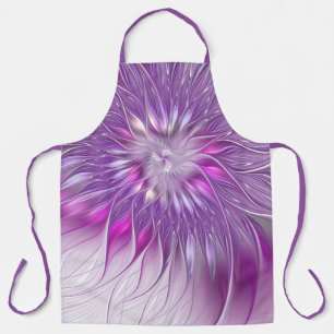 Pink Purple Flower Passion Abstract Fractal Art Apron
