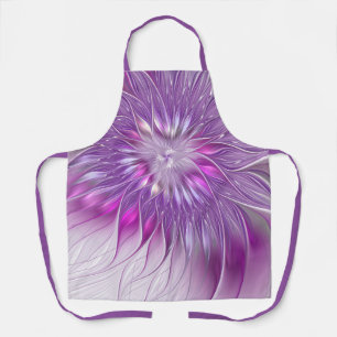 Pink Purple Flower Passion Abstract Fractal Art Apron