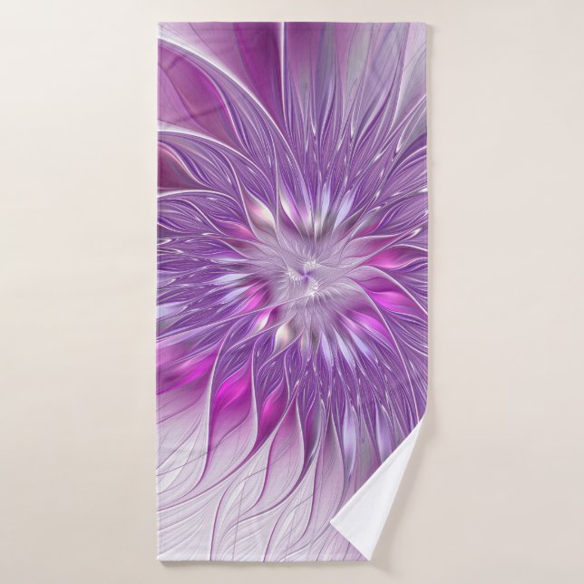 Pink Purple Flower Passion Abstract Fractal Art Bath Towel (Bath Towel)