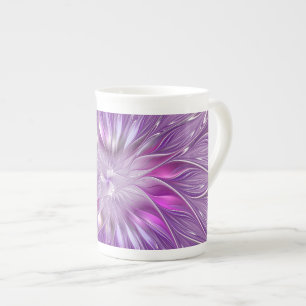 Pink Purple Flower Passion Abstract Fractal Art Bone China Mug