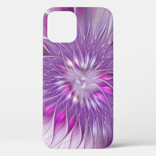 Pink Purple Flower Passion Abstract Fractal Art iPhone 12 Case
