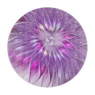 Pink Purple Flower Passion Abstract Fractal Art Cutting Board
