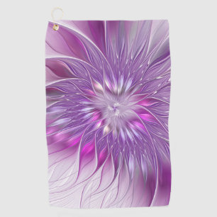 Pink Purple Flower Passion Abstract Fractal Art Golf Towel