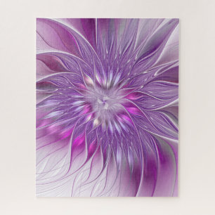 Pink Purple Flower Passion Abstract Fractal Art Jigsaw Puzzle