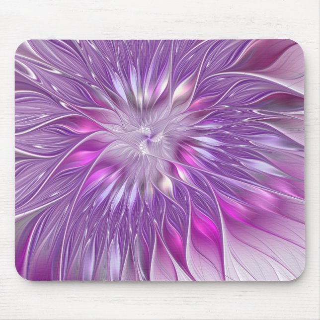 Pink Purple Flower Passion Abstract Fractal Art Mouse Pad (Front)