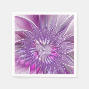 Pink Purple Flower Passion Abstract Fractal Art Napkin