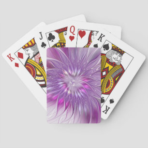 Pink Purple Flower Passion Abstract Fractal Art Playing Cards