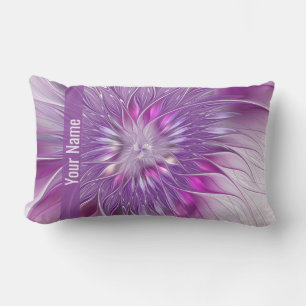 Pink Purple Flower Passion Abstract Fractal Name Lumbar Cushion