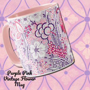 Pink Purple Flower Vintage Pattern Floral Art Mug