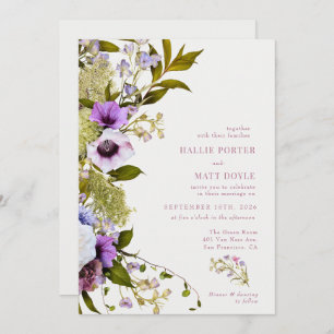 Pink Purple Flowers    Bloom Wedding Invitation