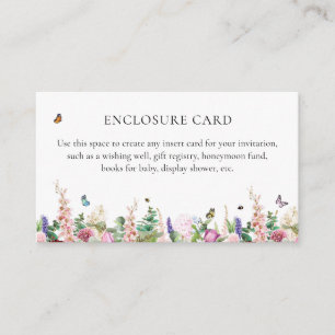 Pink Purple Flowers & Butterflies Bridal Shower Enclosure Card