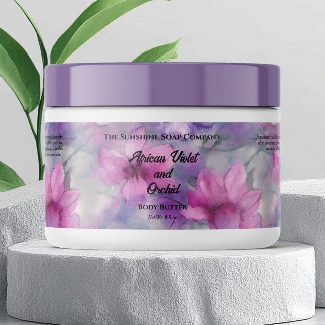 Pink & Purple Flowers Cosmetics Jar Label (Creator Uploaded)