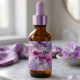 Pink & Purple Flowers dropper bottle label 