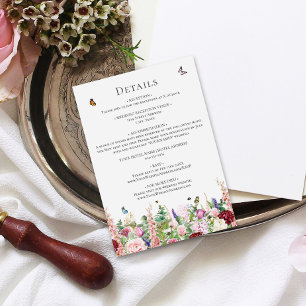 Pink Purple Flowers with Butterflies Enclosure Card