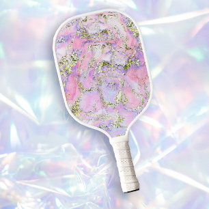 pink purple fluid marble faux foil veins  pickleball paddle