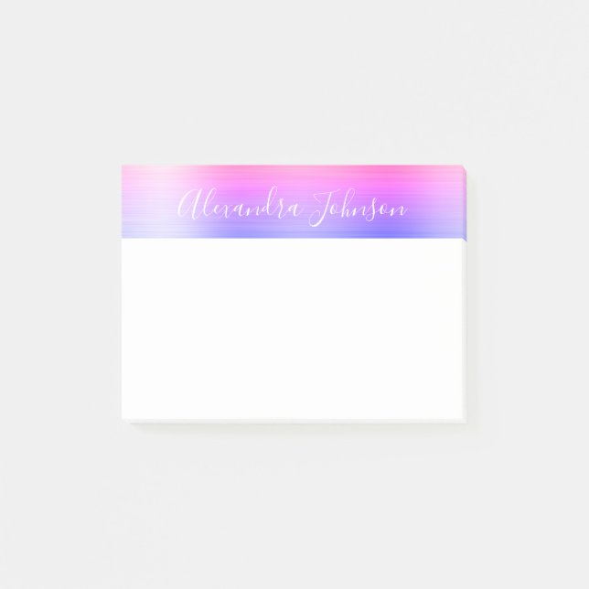 Pink Purple Foil Professional Business Post-it Notes (Front)