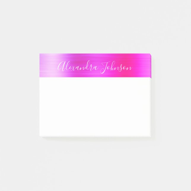 Pink Purple Foil Professional Business Post-it Notes (Front)