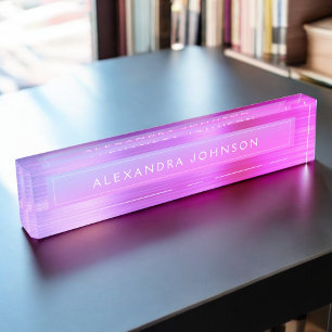 Pink Purple Foil   Professional Modern Nameplate