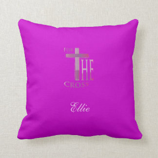 Pink & Purple For the Cross Throw Pillow