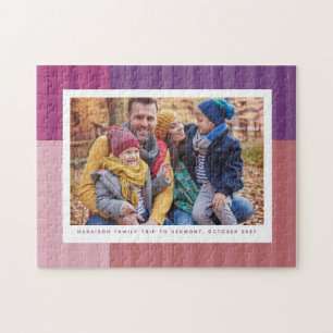 Pink purple fun colourful personalised photo jigsaw puzzle