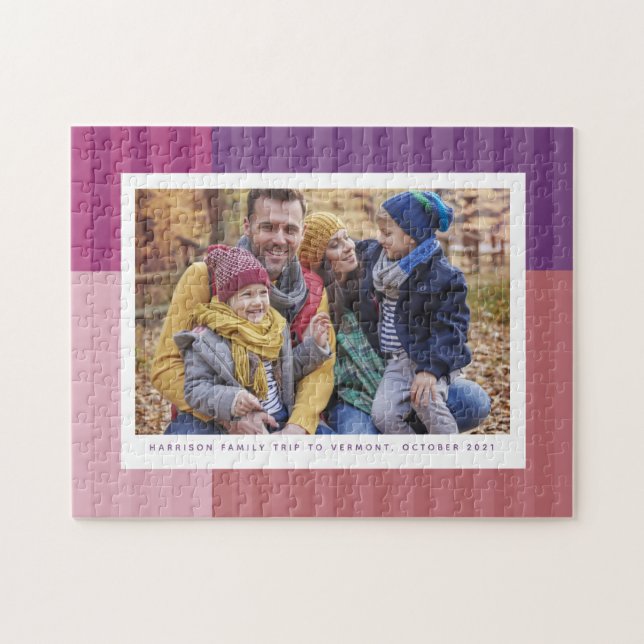 Pink purple fun colourful personalised photo jigsaw puzzle (Horizontal)