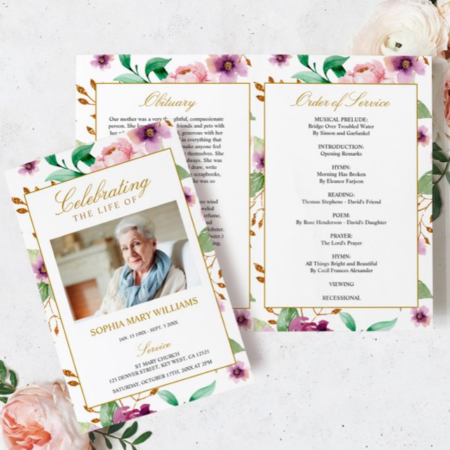 Pink & Purple Funeral Program | Order of Service (Creator Uploaded)
