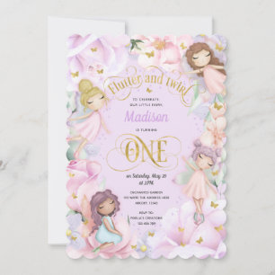 Pink Purple Garden Fairy, Enchanted forest Invitat Invitation