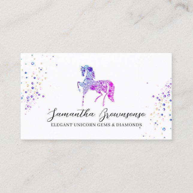 Pink Purple gems Unicorn diamonds jewellery Business Card (Front)