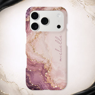 Pink Purple Geode Marble Gold Personalised Name